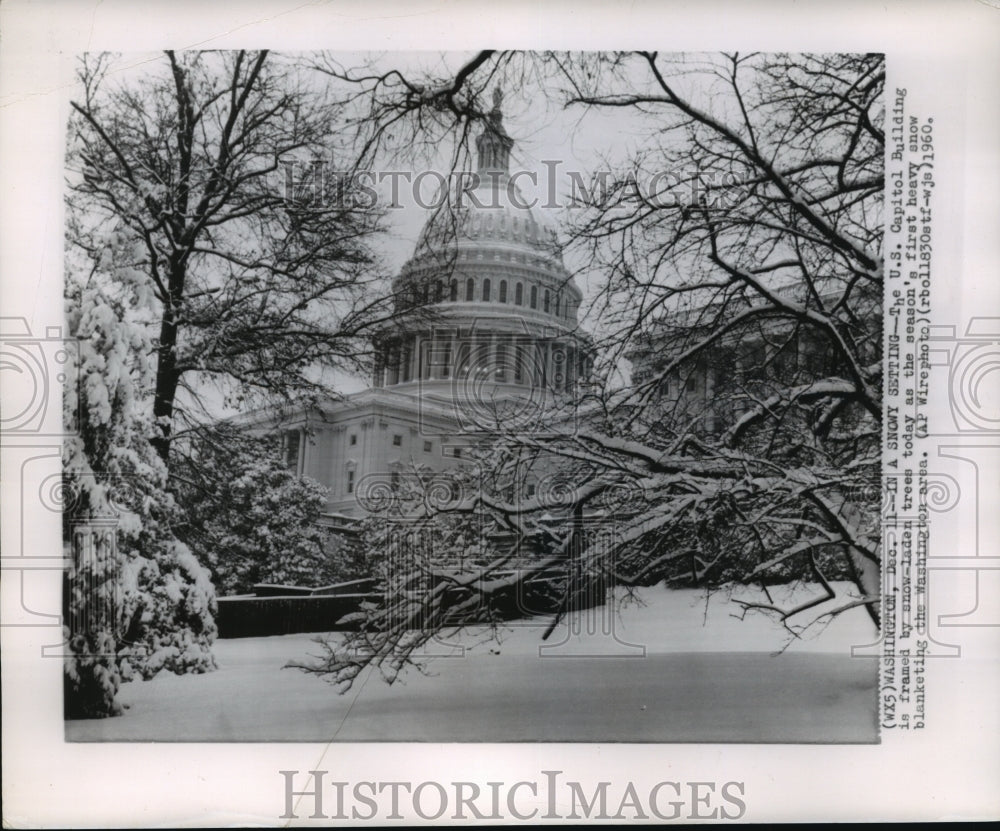 1960 Press Photo United States Capitol Building in the Snow - mja55739-Historic Images