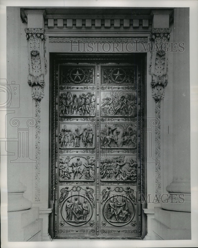 1953 Press Photo Heavy Bronze Door Located in Senate Wing of Capitol Building - Historic Images