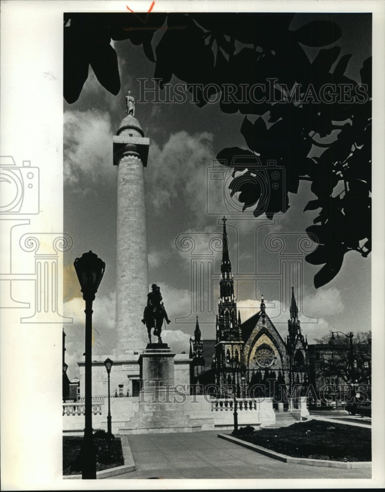 1991 Press Photo Washington Monument in Baltimore, Maryland - mja56417-Historic Images