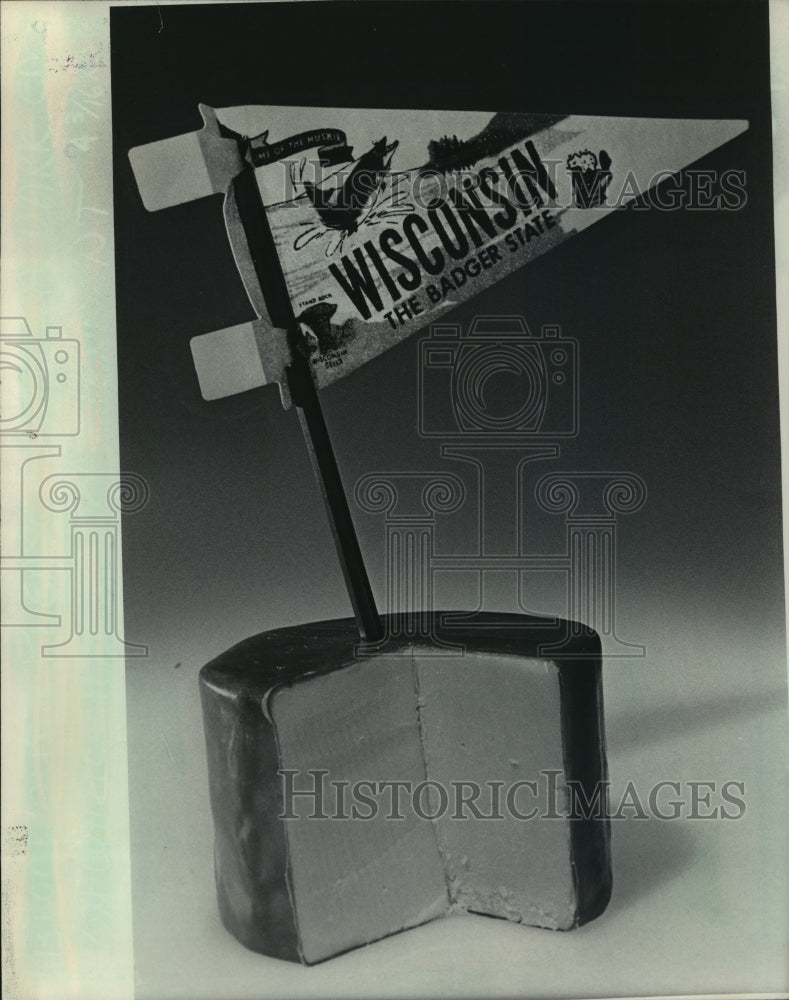1985 Press Photo Nothing Says Dairy State Like A Chunk of Wisconsin Cheddar-Historic Images