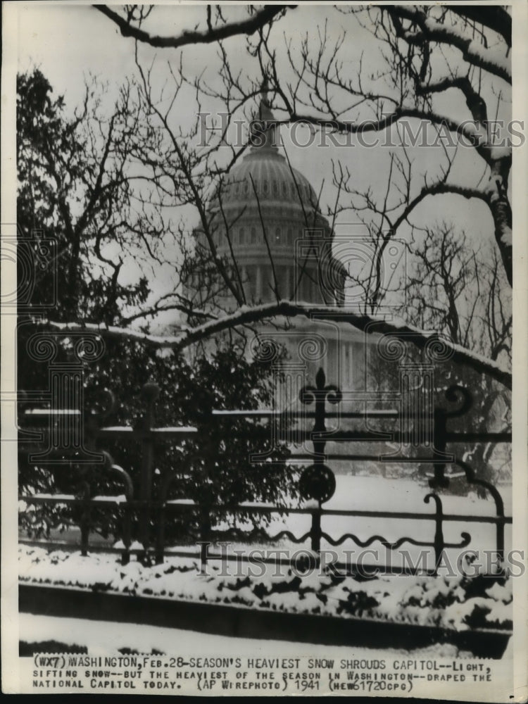 1941 Press Photo Heaviest Snow of Season on Capitol Building - mja56582 - Historic Images