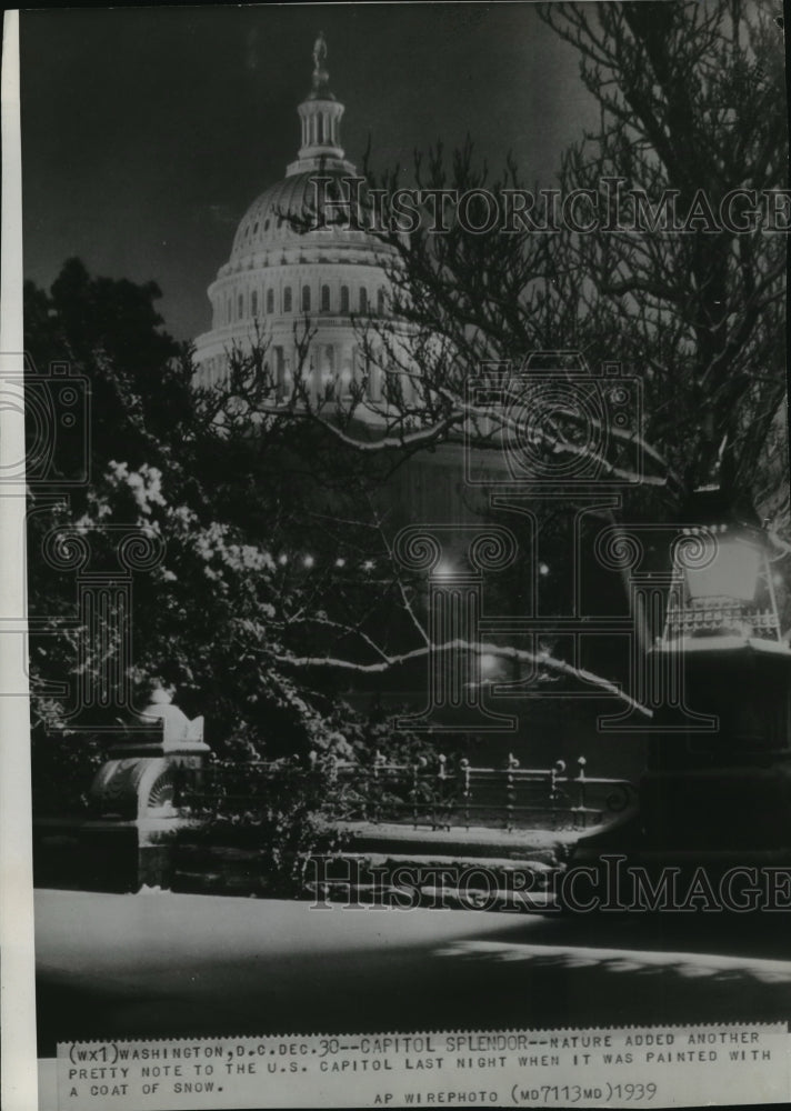 1940 Press Photo National Capitol Night Time Snow - mja56590- Historic Images
