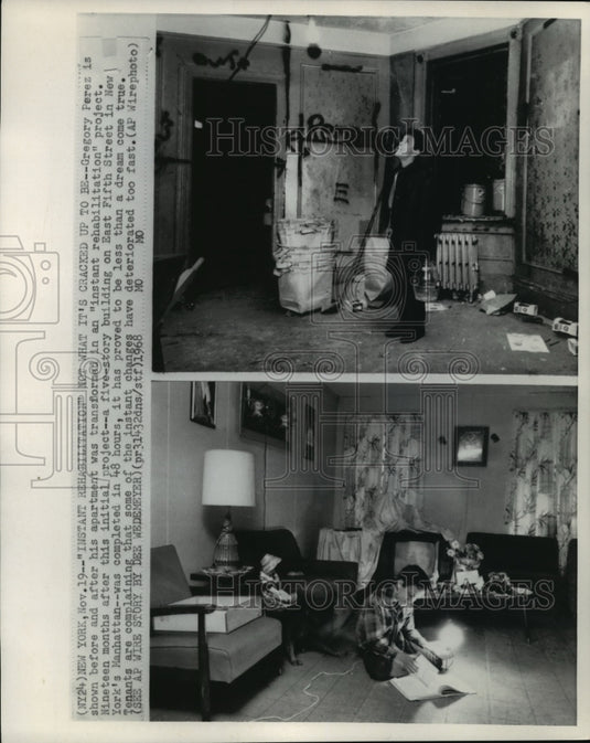 1968 Press Photo Gregory Perez's Apartment Instant Rehabilitation Project-Historic Images