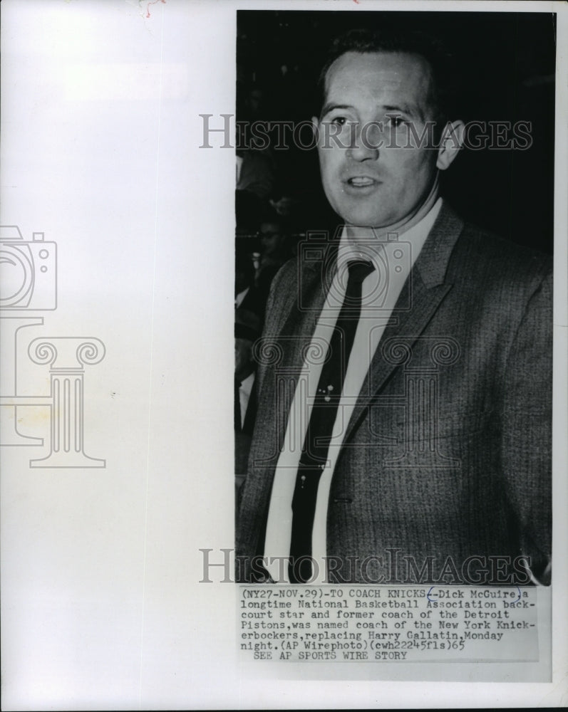1965 Press Photo Dick McGuire, Former Knicks Player, Coach of New York Knicks-Historic Images