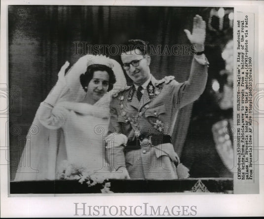 1960 Press Photo The Belgium King Baudouin I and his bride Dona Fablola - Historic Images