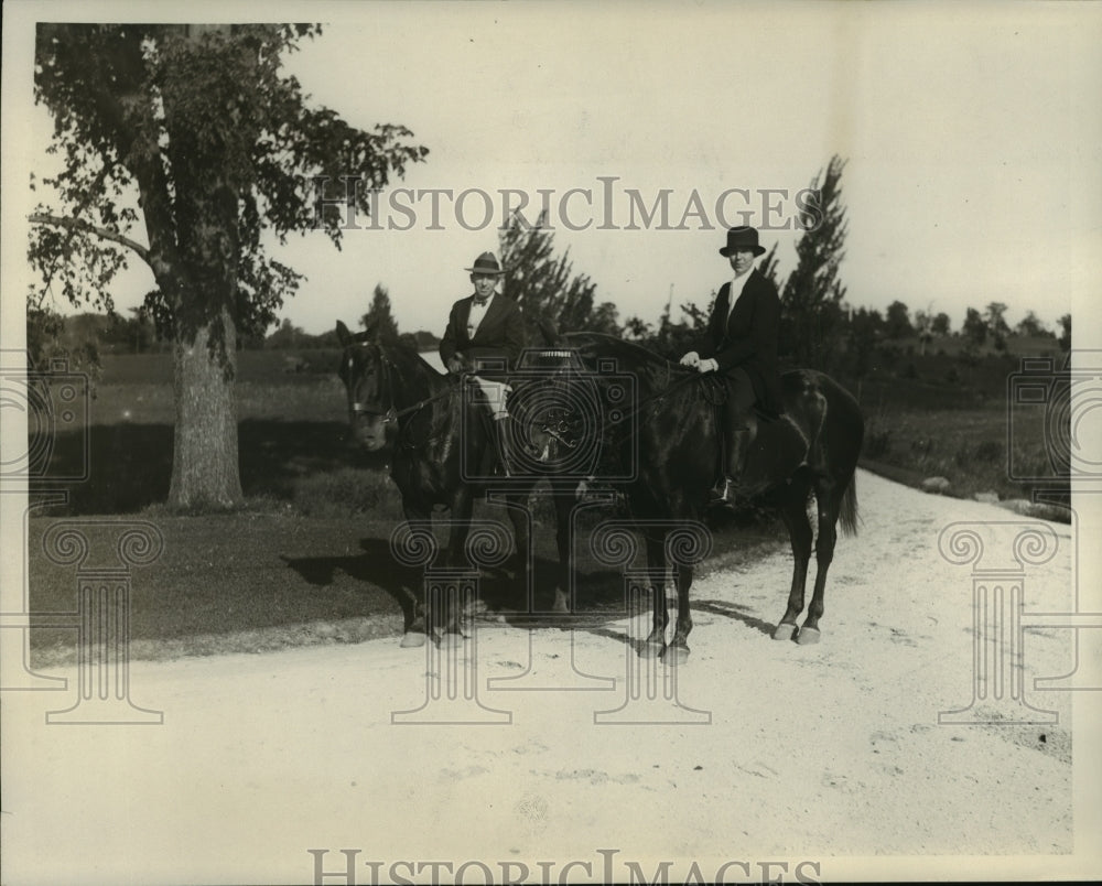 1927 Press Photo F.W. Magen and Mrs. John McLeod on Horseback - mja57268-Historic Images
