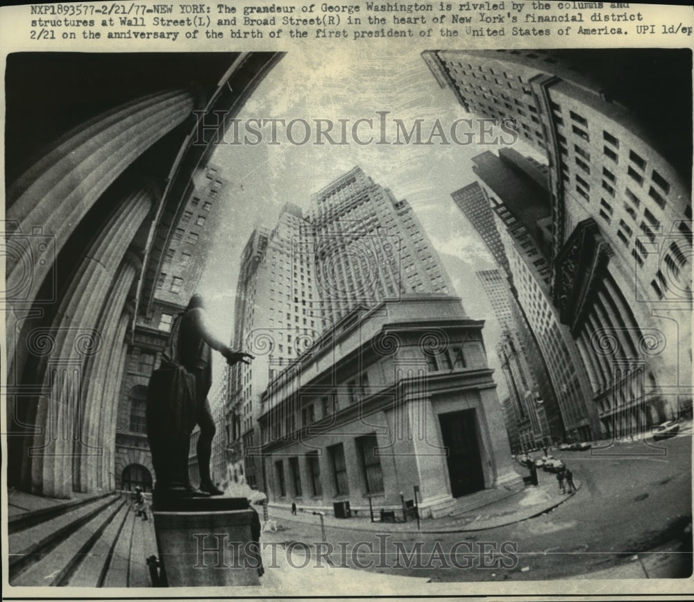 1977 Press Photo Wall St and Broad-Heart of New York City&#39;s Financial District-Historic Images