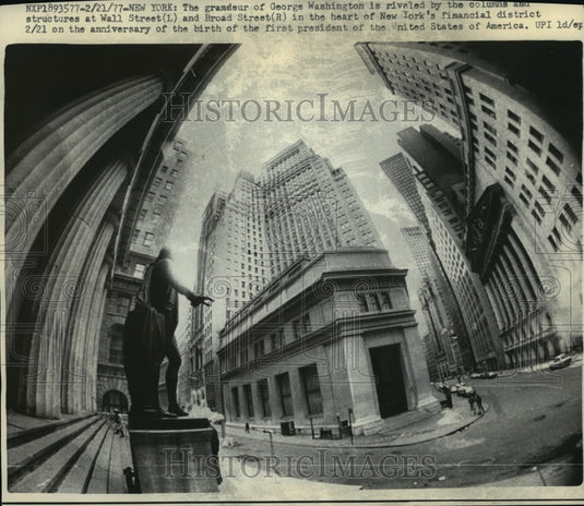 1977 Press Photo Wall St and Broad-Heart of New York City's Financial District-Historic Images