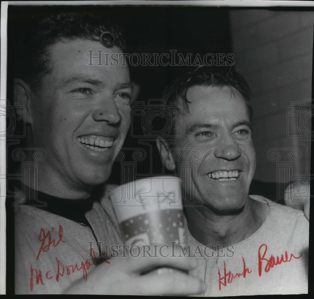 1958 Press Photo U.S. Baseball Players Gil McDougald and Hank Bauer - mja57471-Historic Images