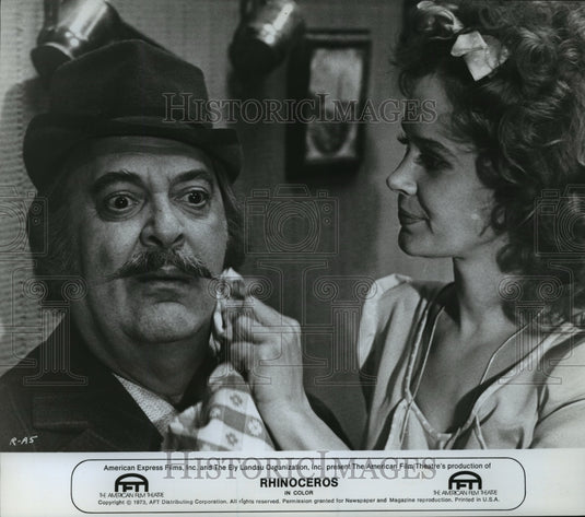 1975 Press Photo Zero Mostel and Karen Black in the film Rhinoceros - mja57652-Historic Images
