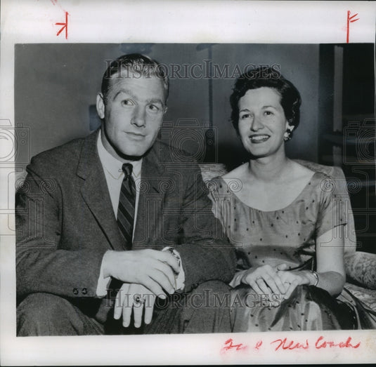 1958 Pete Elliot & wife at Oklahoma victory party in Miami Bch., Fl. - Historic Images