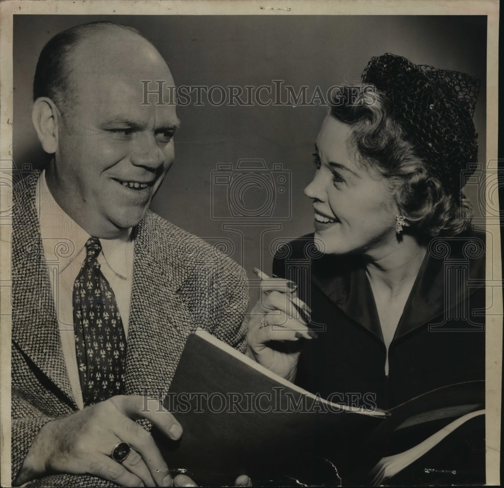 1958 Lloyd Larson Chatting with Fran Allison Before Blueprint T.V.-Historic Images