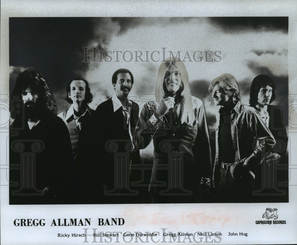 1977 Press Photo Gregg Allman With All Members of The Gregg Allman Band-Historic Images