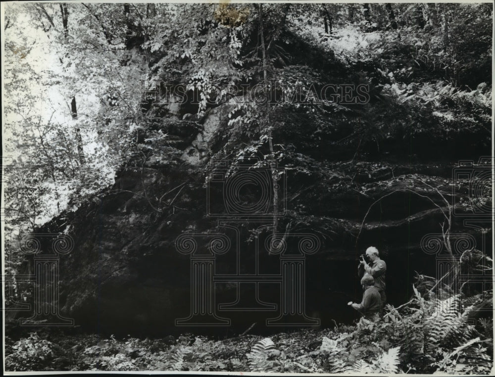 1982 Press Photo Rock Shelter Containing Indian Drawings in Iowa County Valley-Historic Images