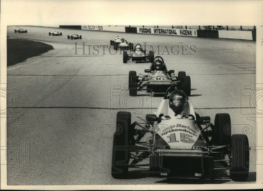1985 Press Photo Student Drivers Practice Driving Race Cars - mja58034-Historic Images