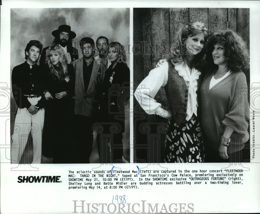1988 Press Photo Fleetwood Mac &amp; Shelley Long and Bette Middler Showtime-Historic Images