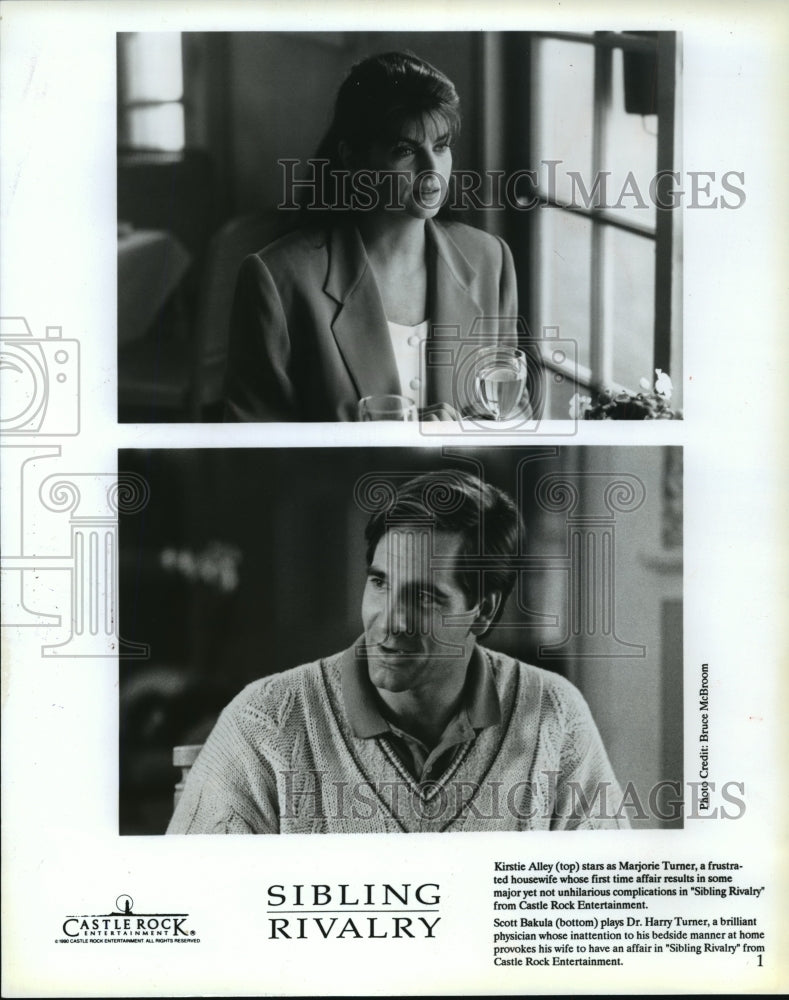 1990 Press Photo Kirstie Alley &amp; Scott Bakula star in Sibling Rivalry-Historic Images