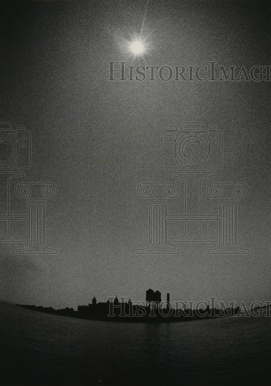 Ellis Island Under Hot Summer Sun in New York Harbor  - Historic Images
