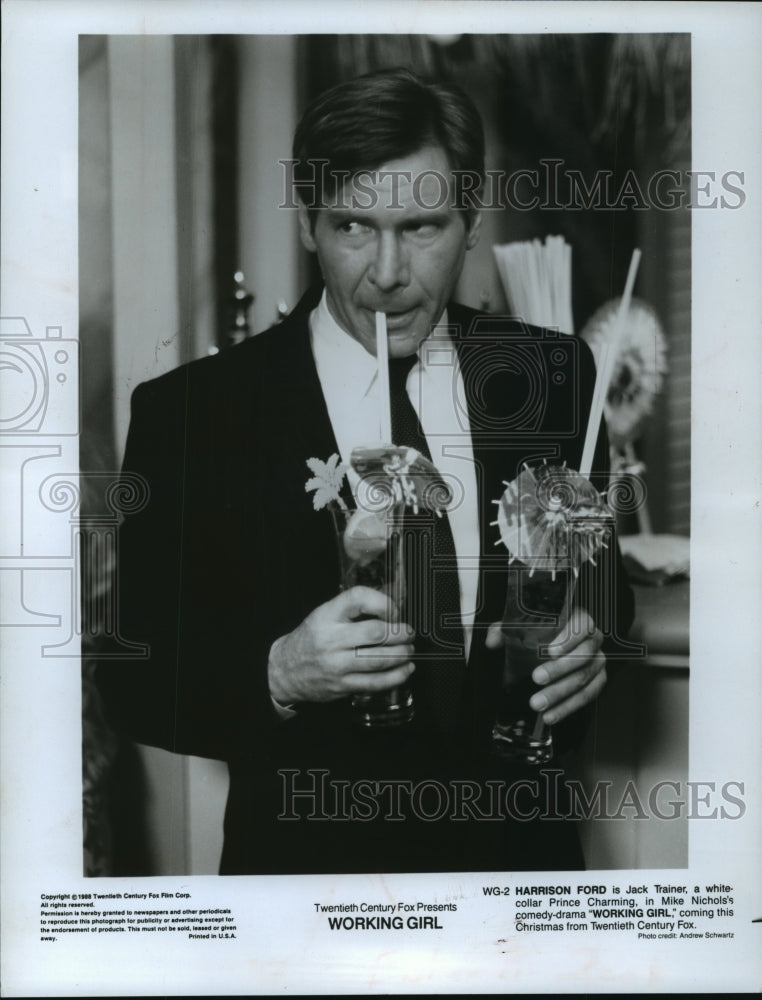1989 Press Photo Harrison Ford Playing Jack Trainer in &quot;Working Girl&quot;-Historic Images