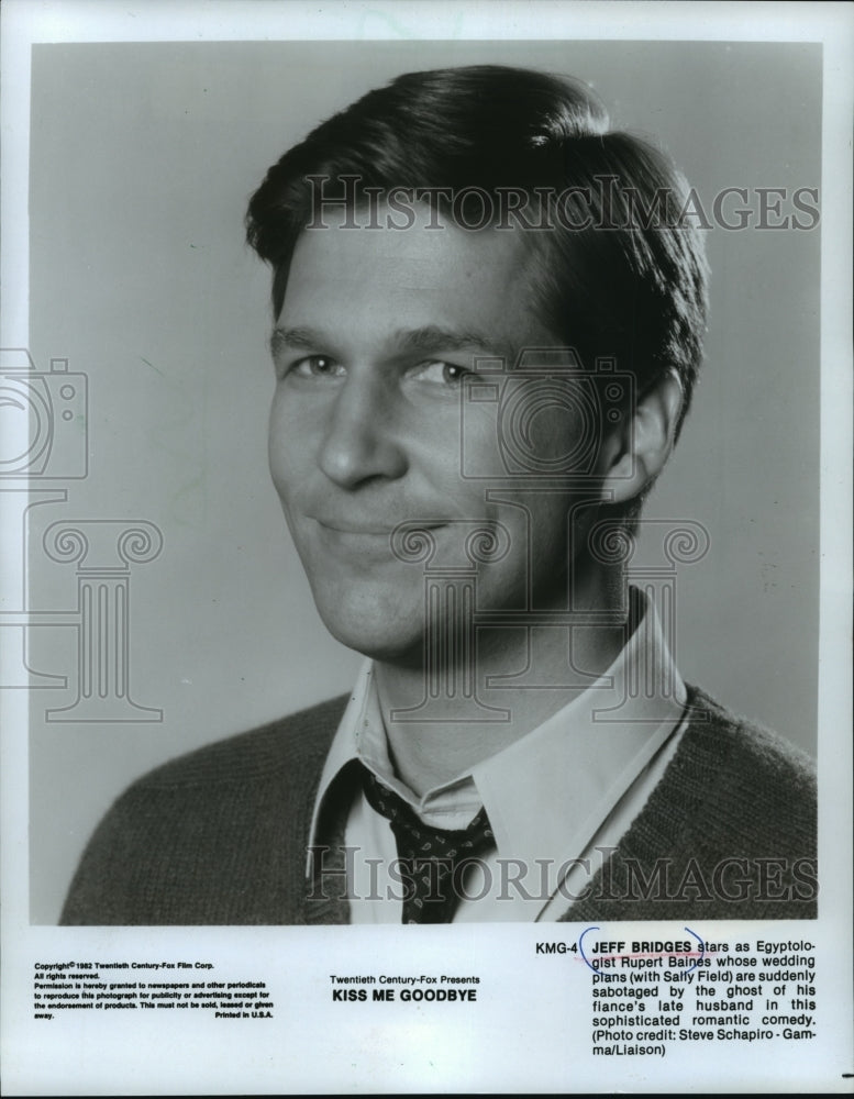 1984 Press Photo Jeff Bridges Stars in Movie "Kiss Me Goodbye" - mja58770-Historic Images