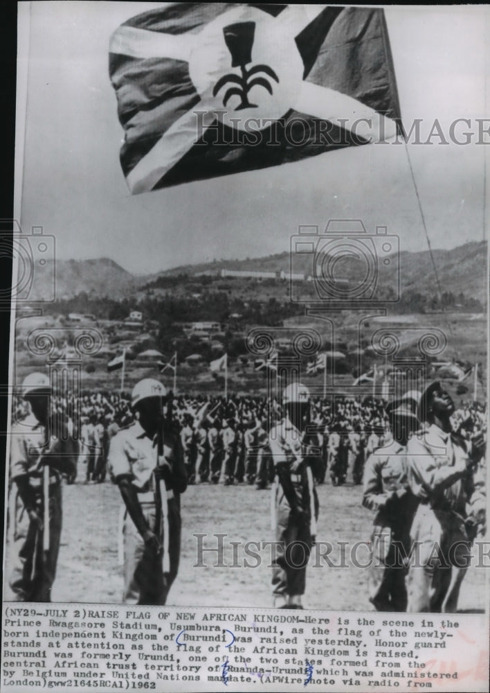 1962 Raising New Flag for Burundi Africa, Prince Rwagasore Stadium - Historic Images