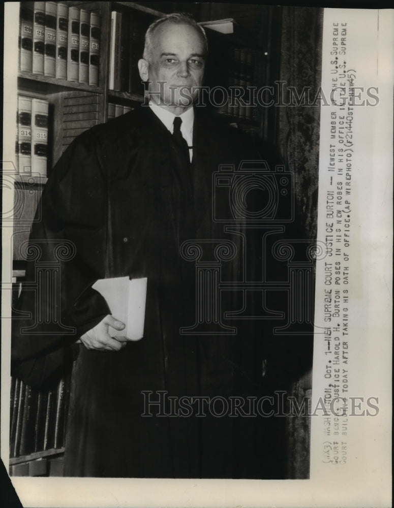 1945 Harold H. Burton the Newest Member of the U.S. Supreme Court - Historic Images