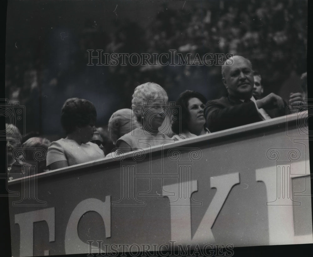 1968 Mrs. Hubert Humphrey Watches Polling at Democratic Convention - Historic Images