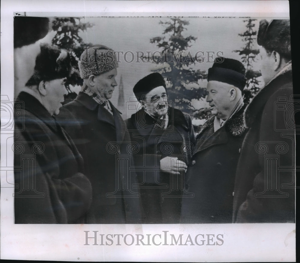 1959 Press Photo Deputy Premier Anastas Mikoyan with Nikita Khrushchev Moscow - Historic Images