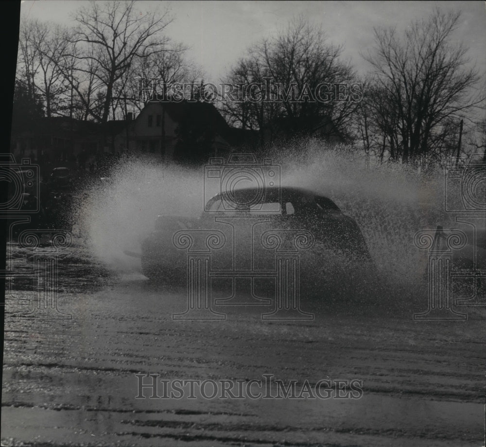 1950 Stock Car Driving Through Water During Race  - Historic Images