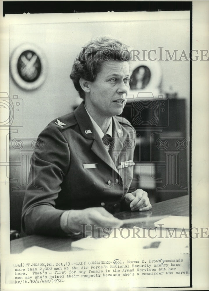 1972 Press Photo Lady Commander Colonel Norma E. Brown, Air Force - mja60094-Historic Images