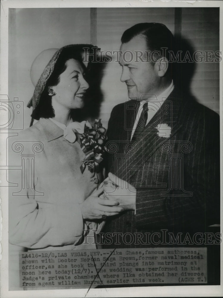 1946 Press Photo Ilsa Chase (Author) Marries Doctor Norton Saga Brown- Historic Images