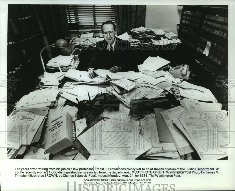 1981 Press Photo Ernest J. Brown, Retired Law Professor - mja61272 - Historic Images