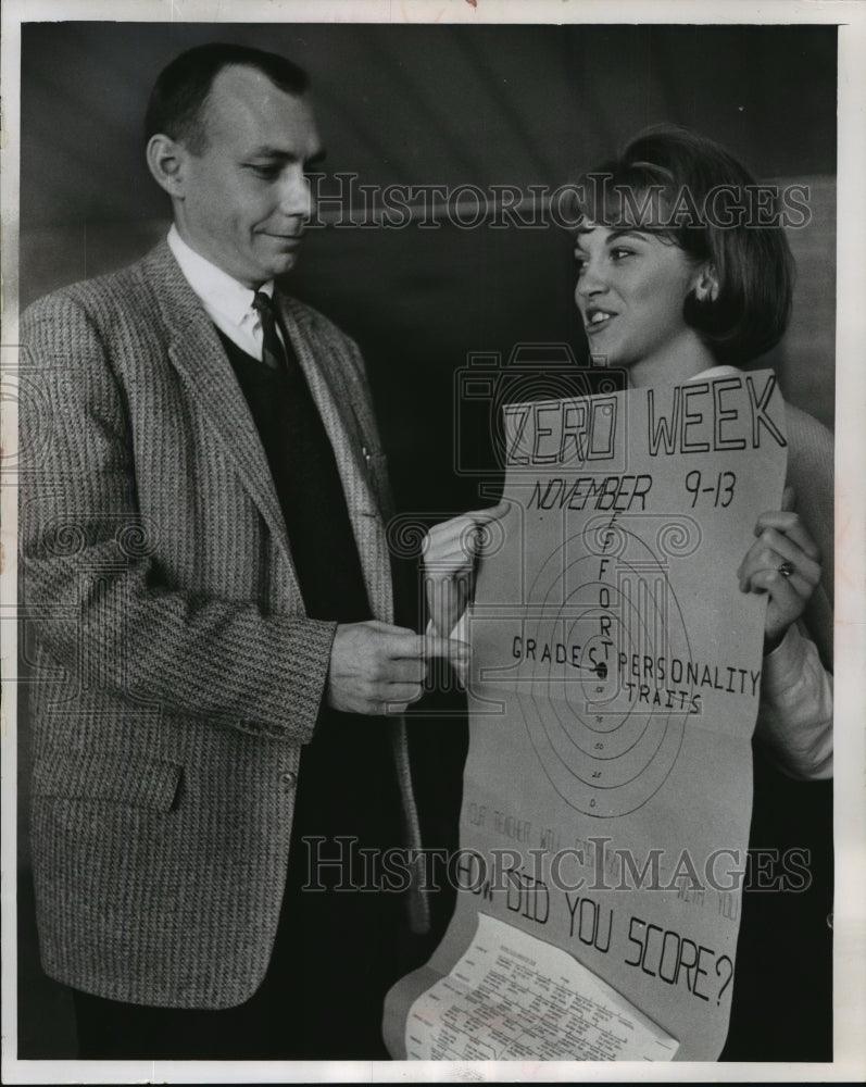 1965 Press Photo Webb High School Assistant Principal Lyle R. Bruss with Student - Historic Images