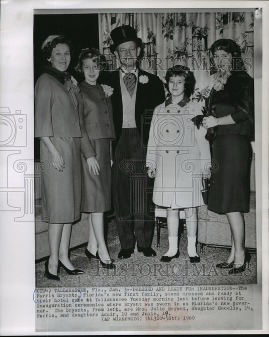 1961 Press Photo The Farris Bryants, Florida's First Family Before Inauguration-Historic Images