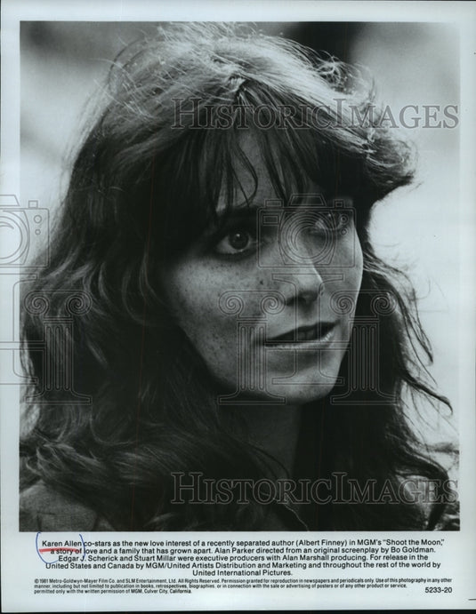 1984 Press Photo Karen Allen Co-Stars in MGM's "Shoot the Moon" - mja61393-Historic Images