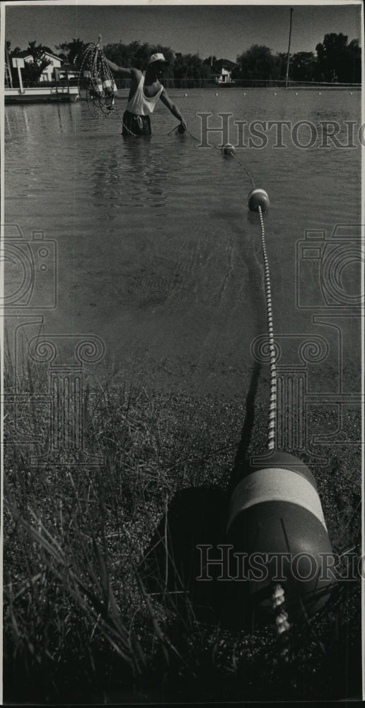 1992 Press Photo Brown Deer Village Pond Life Guard, Gene Kloiber - mja61673-Historic Images