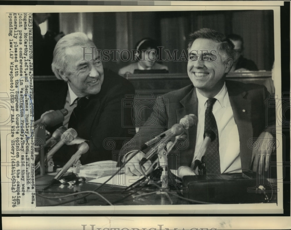1976 Press Photo Former Senator Eugene McCarthy with Senator James Buckley-Historic Images