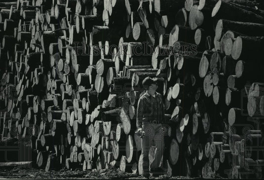 1984 Press Photo Geron Verville at the Louisiana-Pacific Corporation stud mill - Historic Images