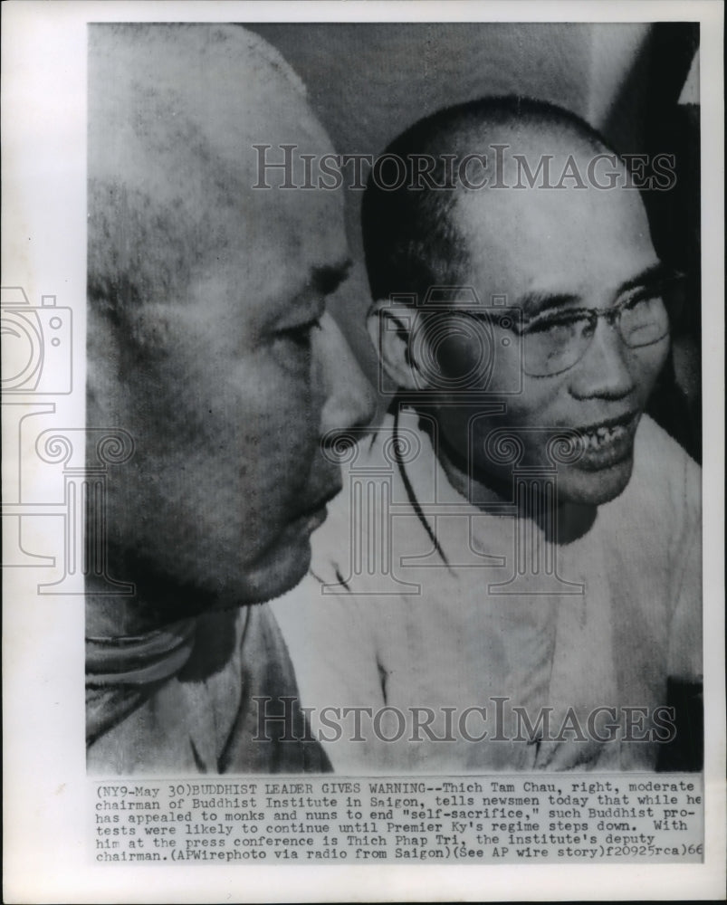 1966 Press Photo Thich Tam Chau Chairman of Buddhist Institute Saigon, Vietnam - Historic Images