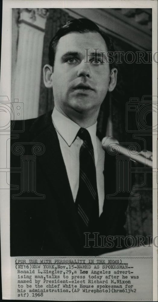 1968 Press Photo Ronald L. Ziegler after being named Chief White House spokesman-Historic Images