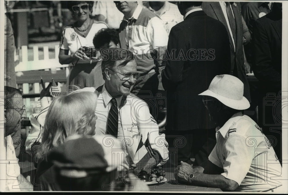 1988 Vice President George Bush spoke with visitors during campaign-Historic Images