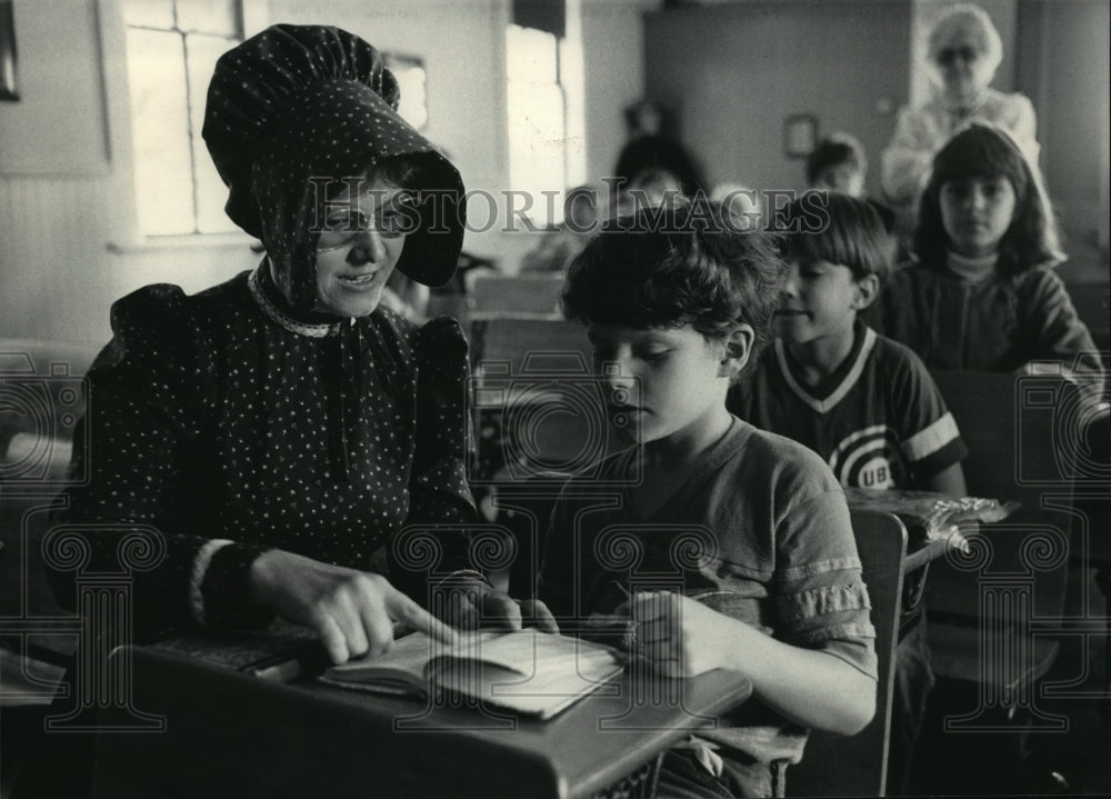 1985 Lynn Urban instructs Eric Palky at school in Caledonia, WI-Historic Images