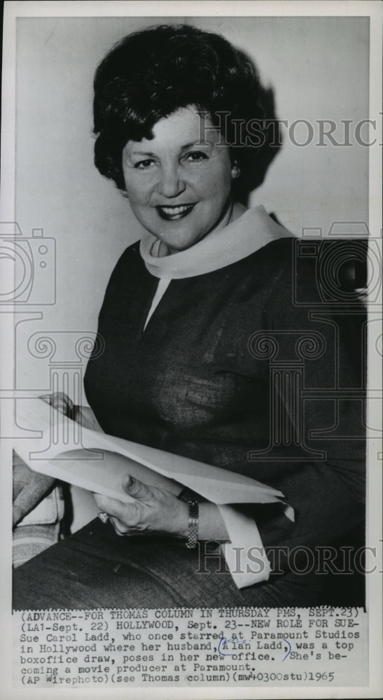1965 Press Photo Sue Carol Ladd Becomes Movie Producer at Paramount - mja65701-Historic Images