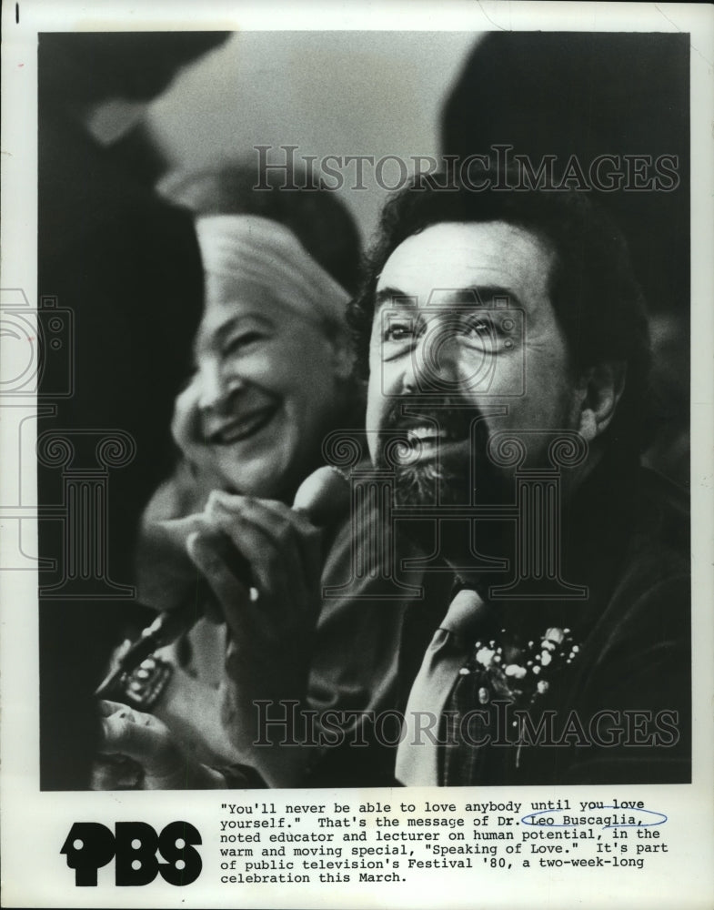 1980 Press Photo Dr. Leo Buscaglia, lecturer on human potential. - mja66142 - Historic Images