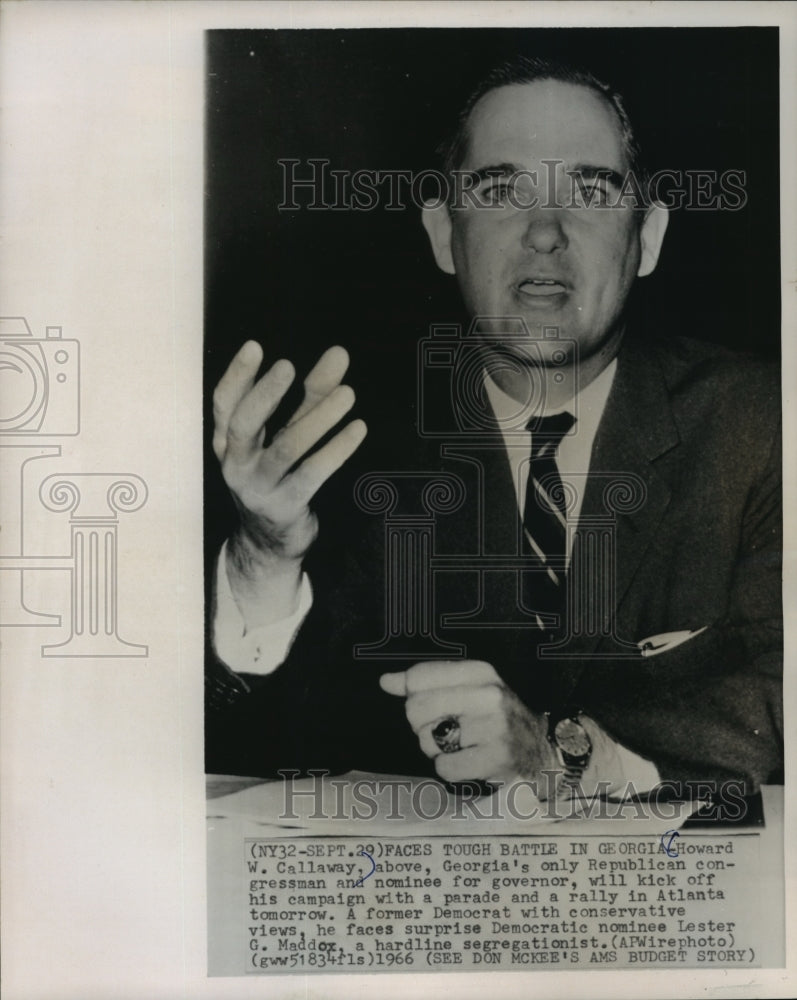 1966 Press Photo Georgia&#39;s Republican congressman Howard W. Callaway, Atlanta - Historic Images