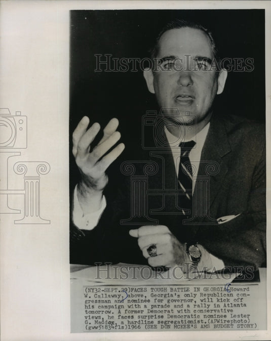 1966 Press Photo Georgia's Republican congressman Howard W. Callaway, Atlanta - Historic Images