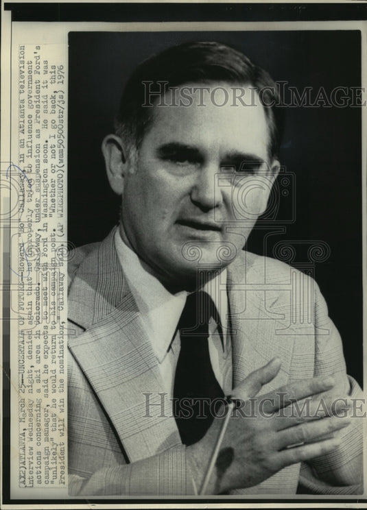 1976 Press Photo Howard "Ho" Callaway in Atlanta Television Interview - Historic Images