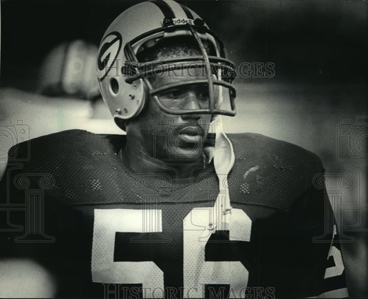 1984 Press Photo Linebacker Cliff Lewis Is One Eager Green Bay Packer - Historic Images