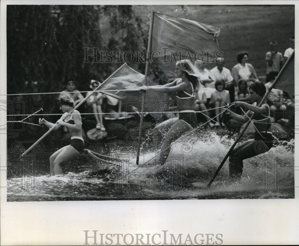 1966 Press Photo The Legends Water Skiiers Carry Flags - mja67394- Historic Images