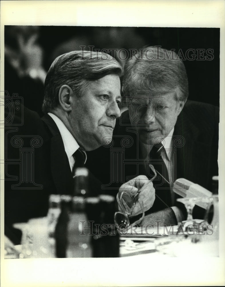 1978 Press Photo Pres. Jimmy Carter and West German Chancellor Helmut Schmidt - Historic Images